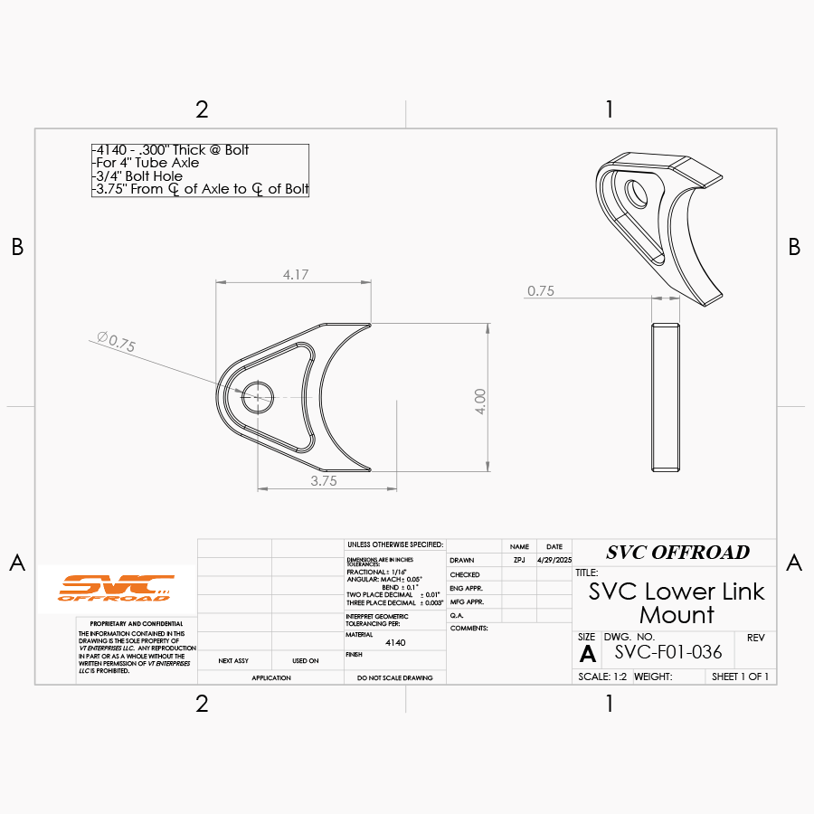 SVC Axle Lower Link Mount