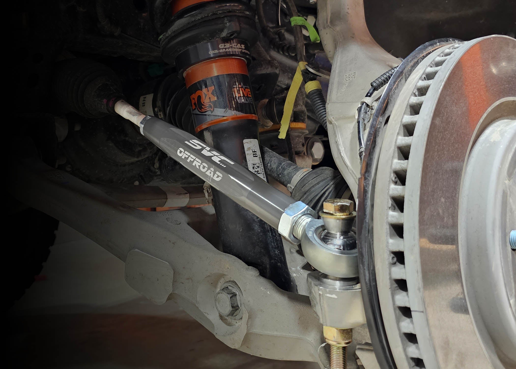 Bronco Raptor steering tie-rods showcasing durable construction for enhanced offroad performance and steering precision.
