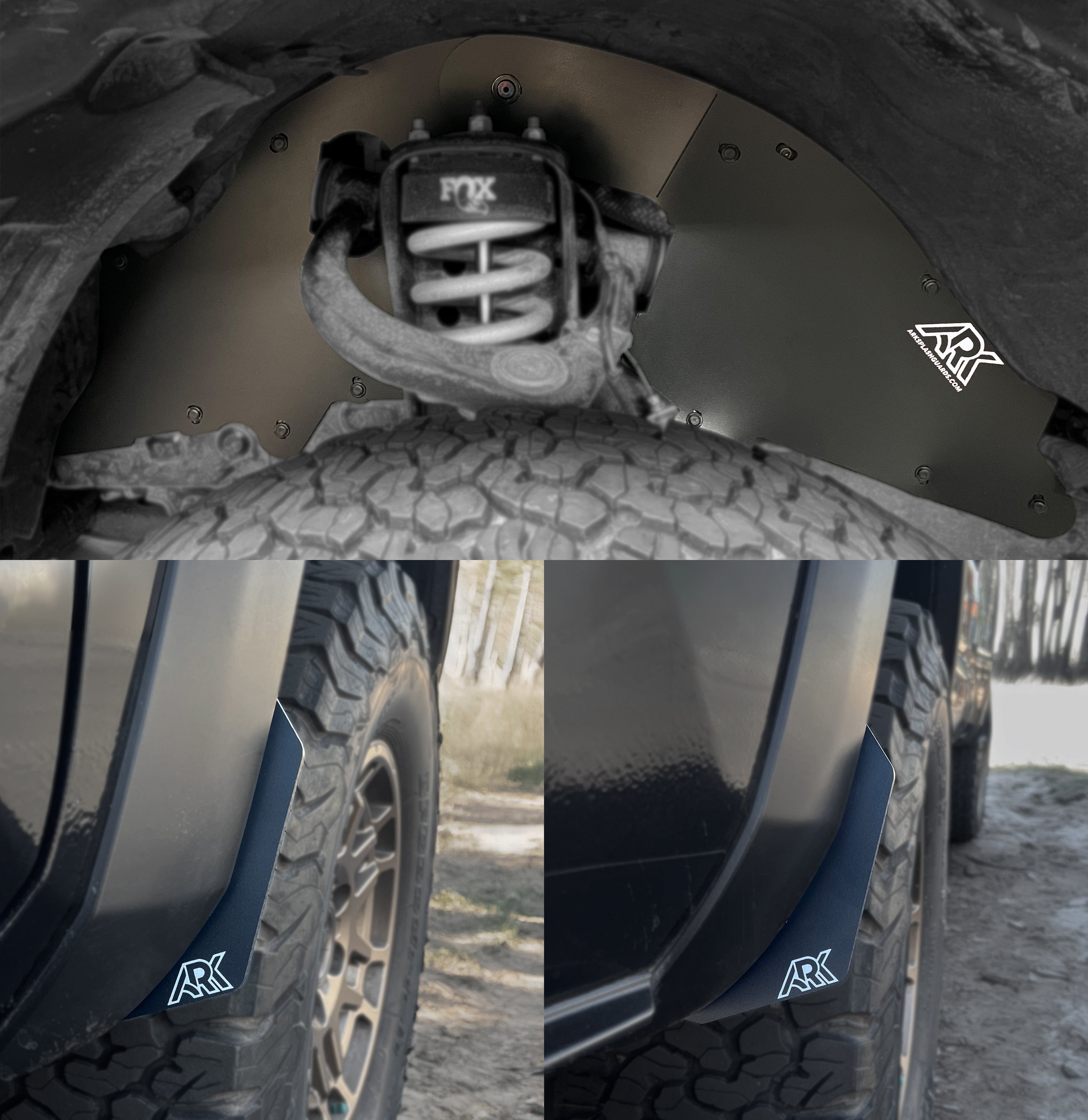 TriXpoly splash guards and mudflaps for 2016-2023 Toyota Tacoma, designed for optimal protection and durability.