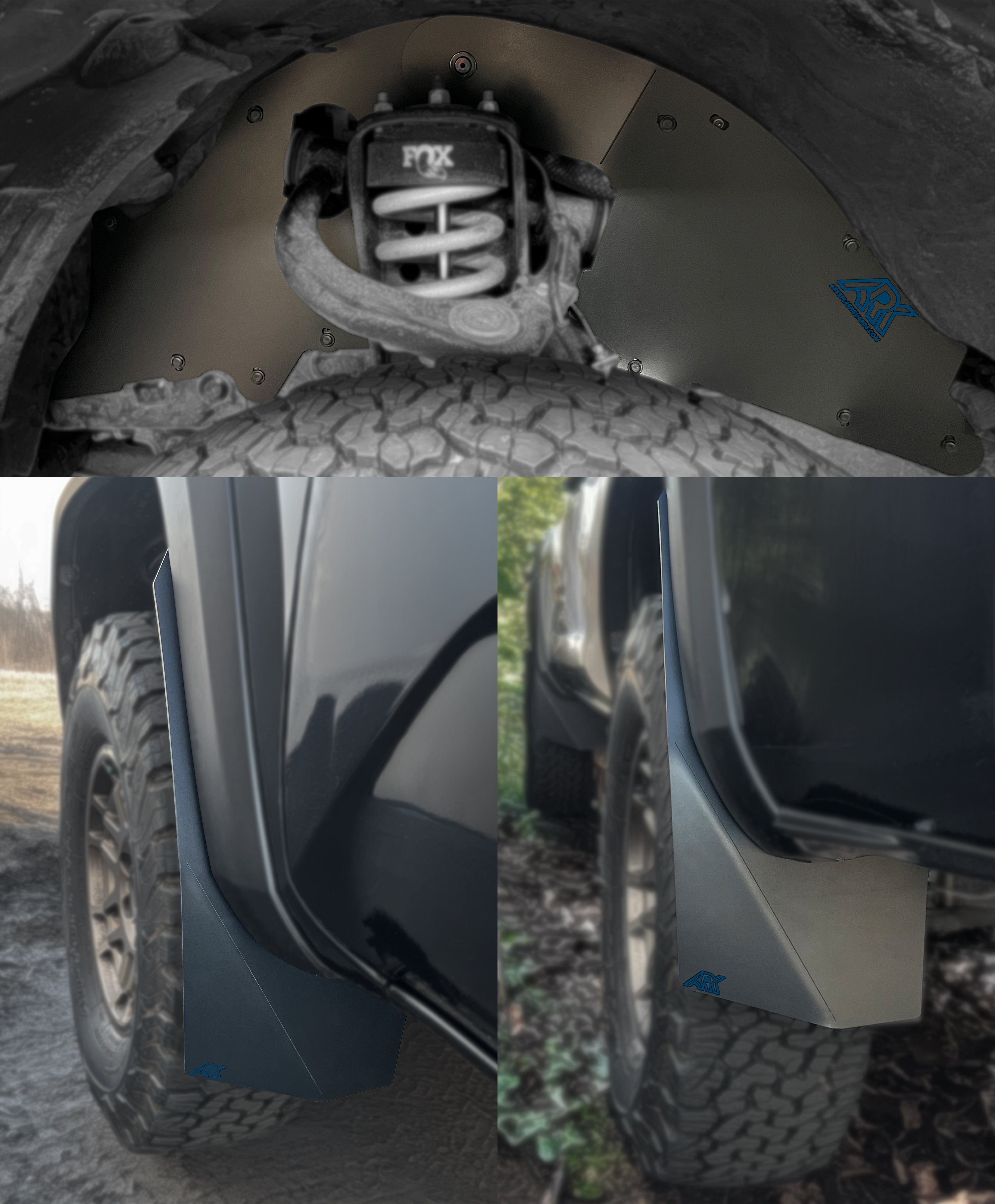 TriXpoly splash guards and mudflaps for 2016-2023 Toyota Tacoma, designed for optimal protection and durability.