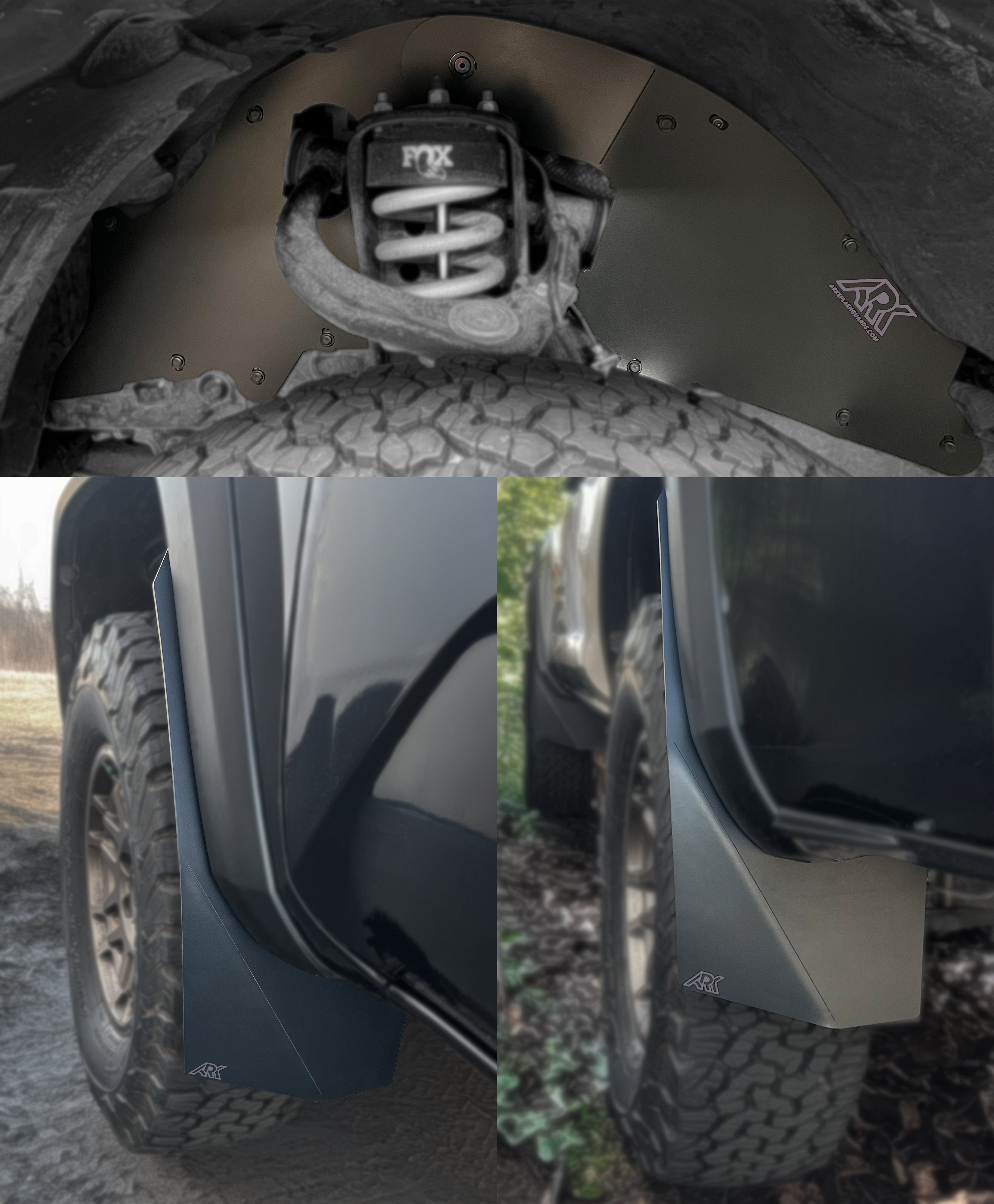 TriXpoly bundle for 2016-2023 Toyota Tacoma featuring durable mud flaps and underbody protection for off-road performance.