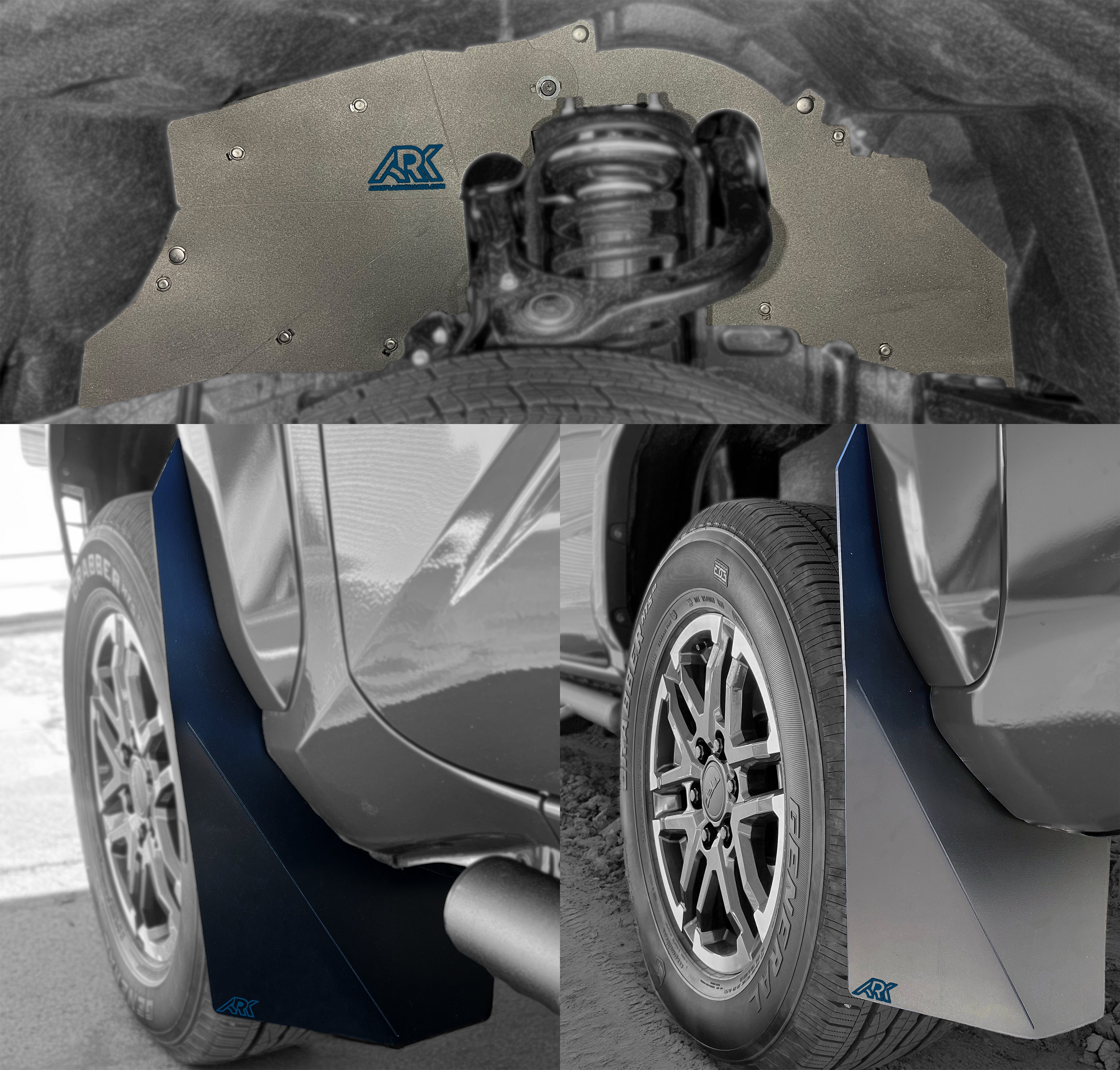 2024+ Toyota Tacoma TriXpoly splash guards and mudflaps designed for enhanced protection and durability.