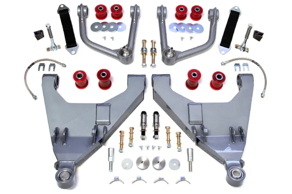 Expedition Long Travel Kit for Tacoma with 2-inch width increase, 11.5-inch wheel travel, uniballs, and corrosion-resistant suspension parts.