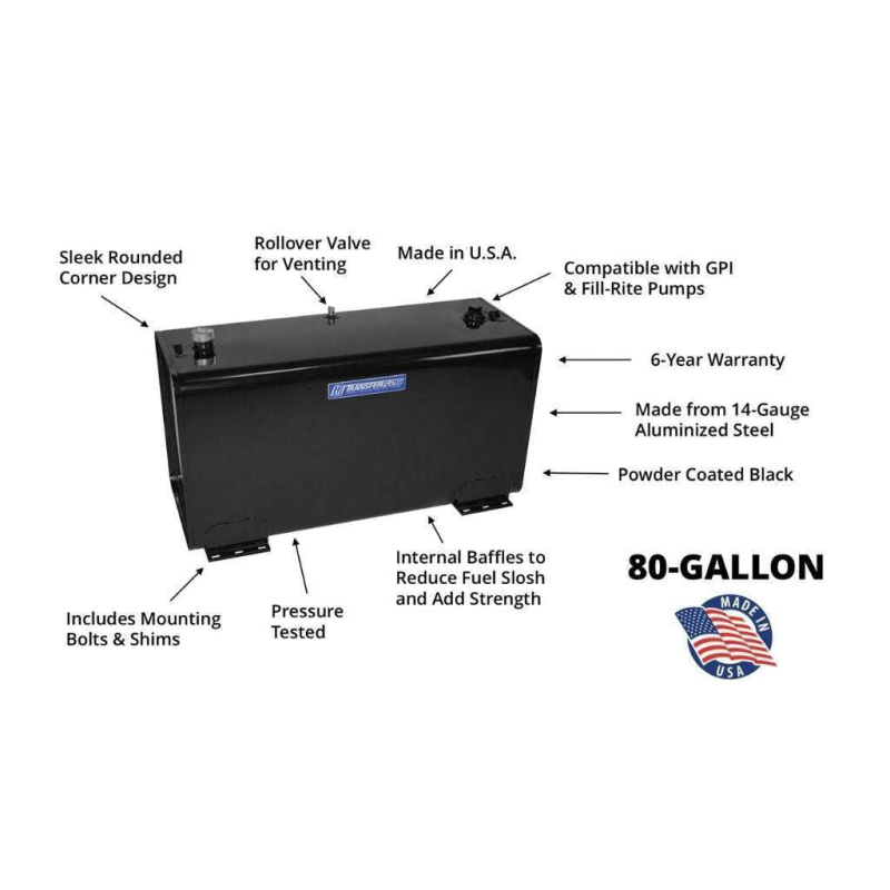 Transfer Flow 80 Gallon Diesel Refueling Transfer Tank Black Powder Coat Model 070TK34311