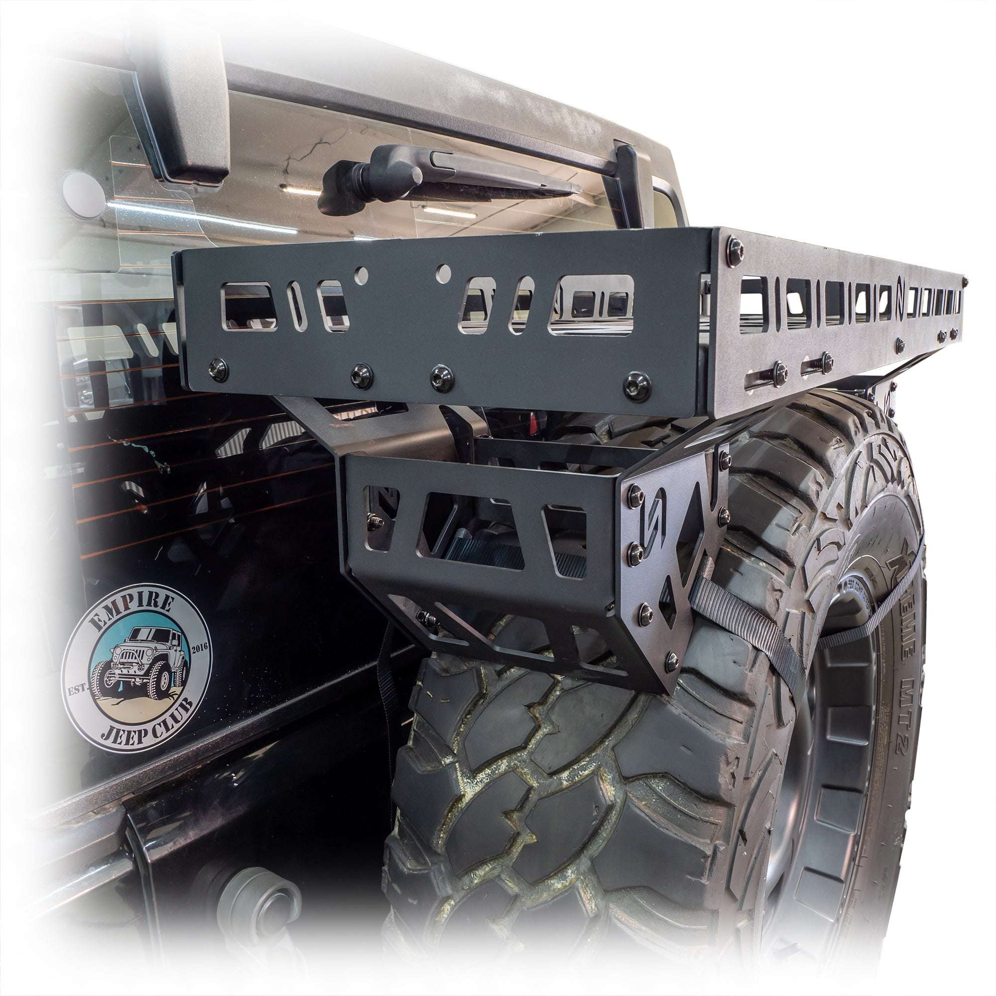 Spare Tire Storage Rack for Universal Externally Mounted Spare Tires