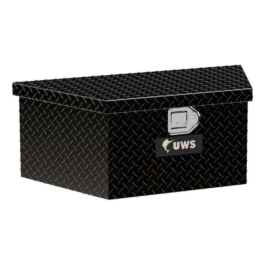 UWS Gloss Black Aluminum 34" Trailer Tongue Box with Low Profile Model TBV-34-LP-BLK