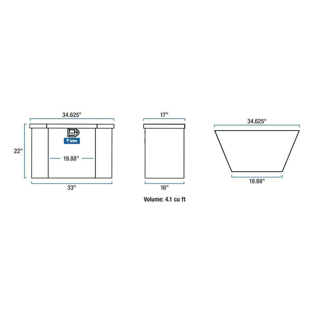 UWS Bright Aluminum 34" Trailer Tongue Box Model TBV-34