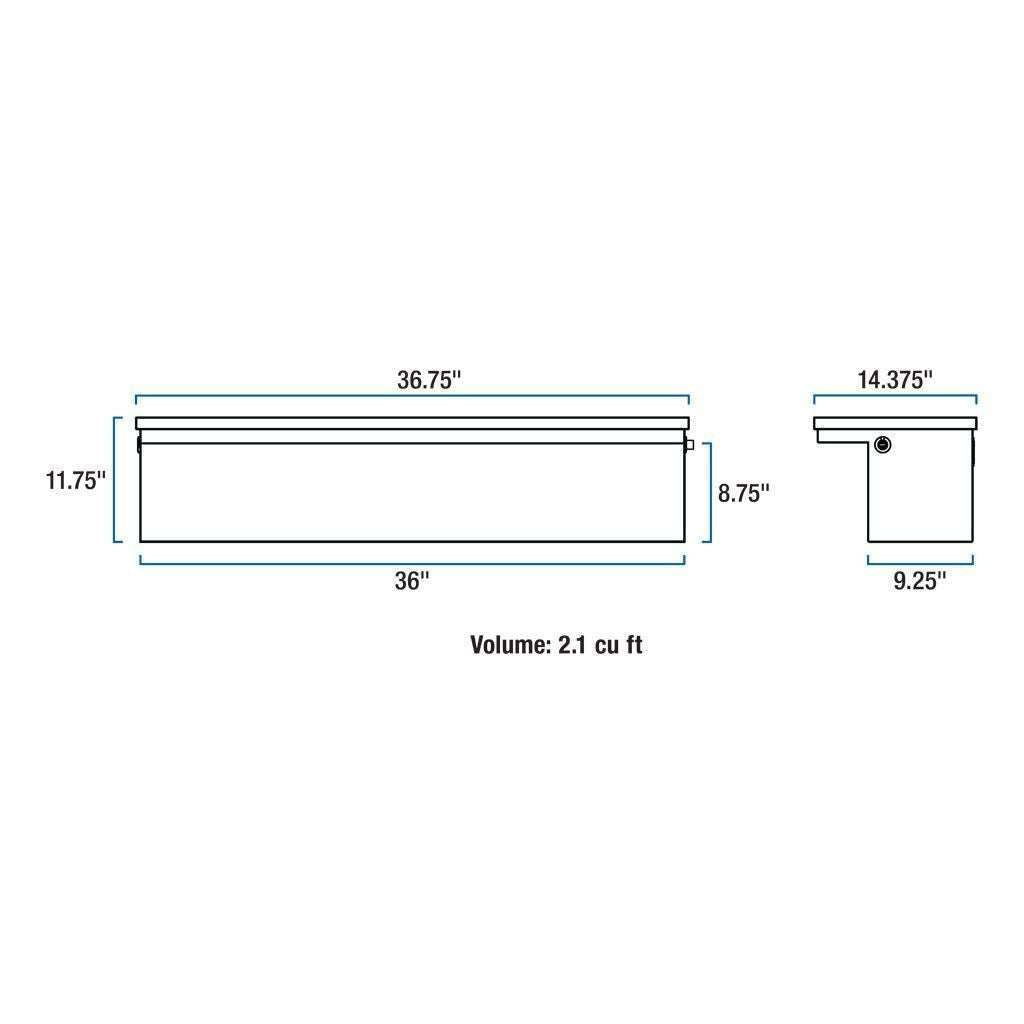 UWS Gloss Black Aluminum 36" Truck Side Tool  Box - Low Profile Model TBSM-36-LP-BLK