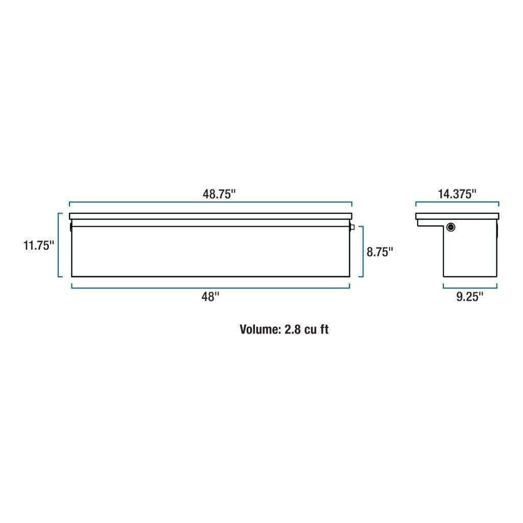 UWS Bright Aluminum 48" Truck Side Tool Box with Low Profile Model TBSM-48-LP