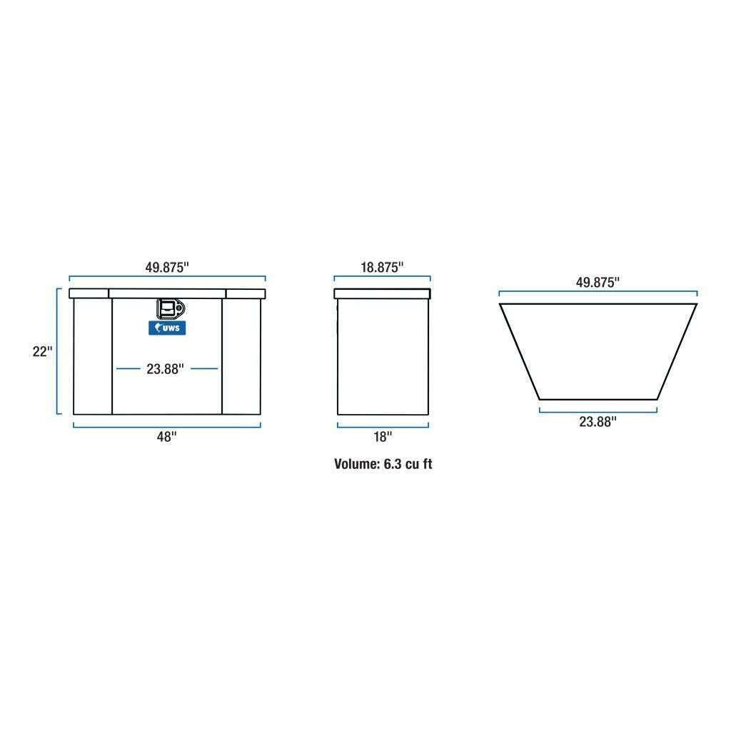 UWS Bright Aluminum 49" Trailer Tongue Box Model TBV-49