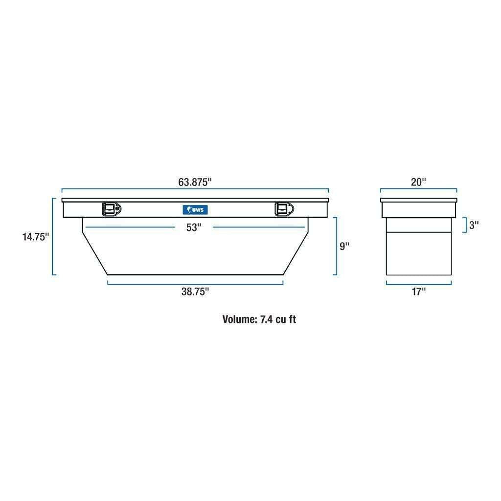 UWS 63" Angled Crossover Truck Tool Box Model TBS-63-A
