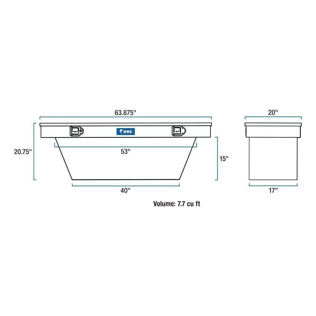 UWS 63" Deep Angled Crossover Truck Tool Box (LTL Shipping Only) Model TBSD-63A