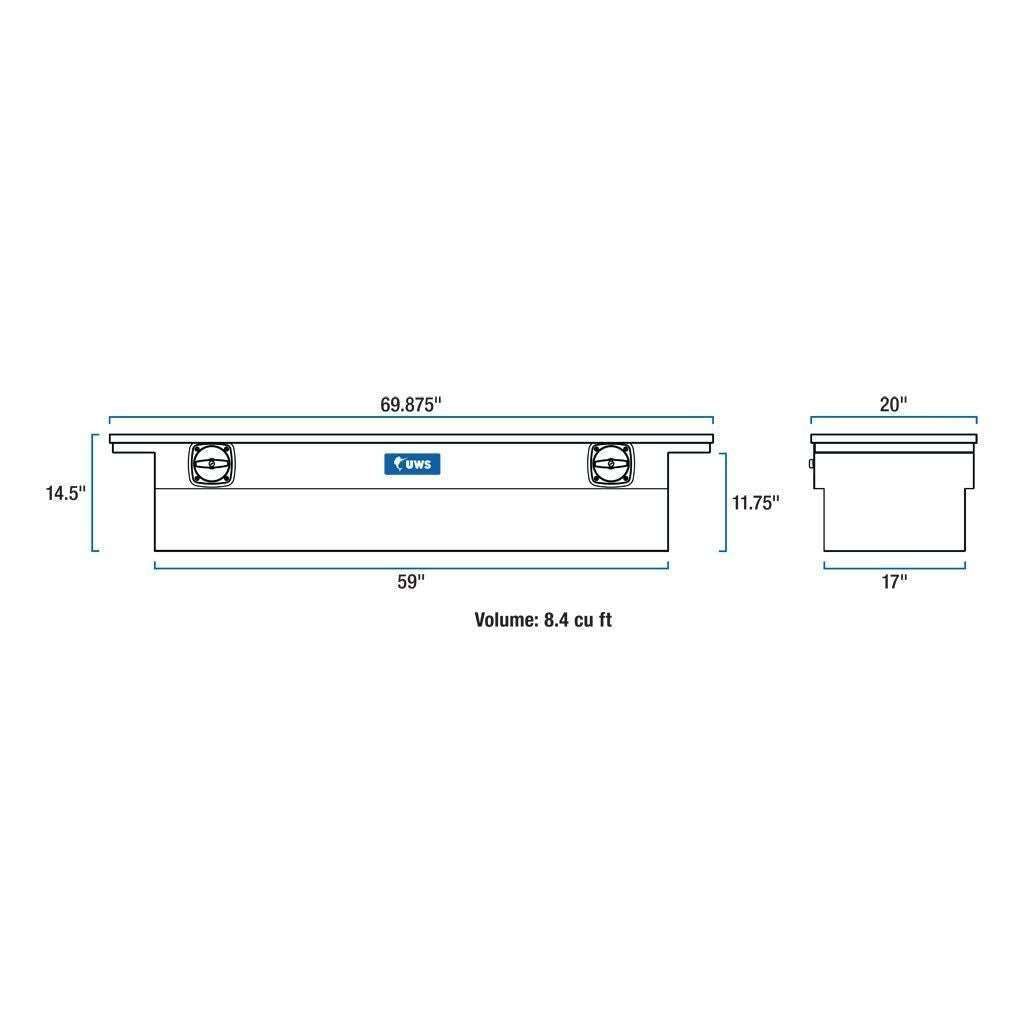 UWS Secure Lock Truck Tool Box, Low Profile Model SL-69-LP-MB