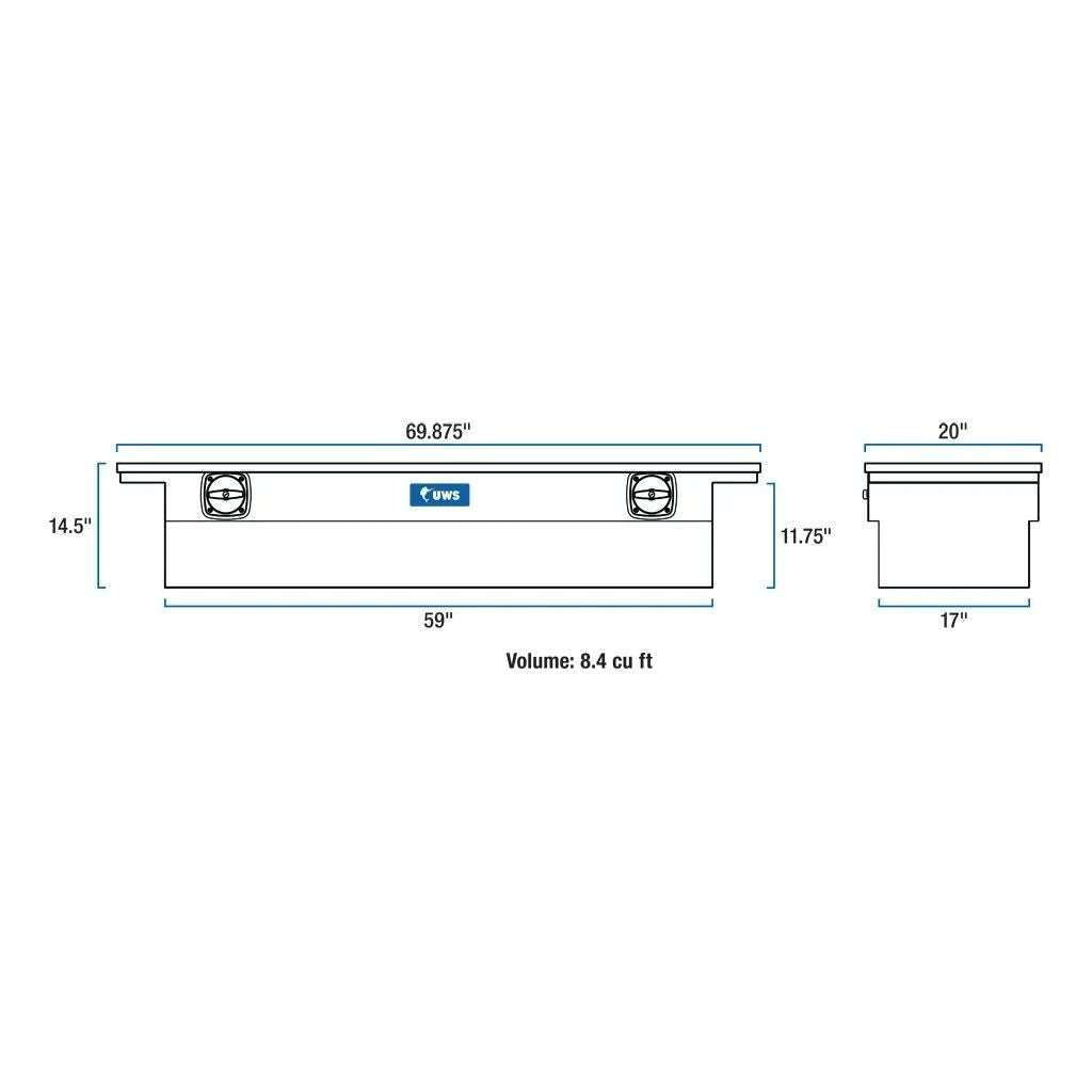 UWS Secure Lock Truck Tool Box, Low Profile Model SL-69-LP