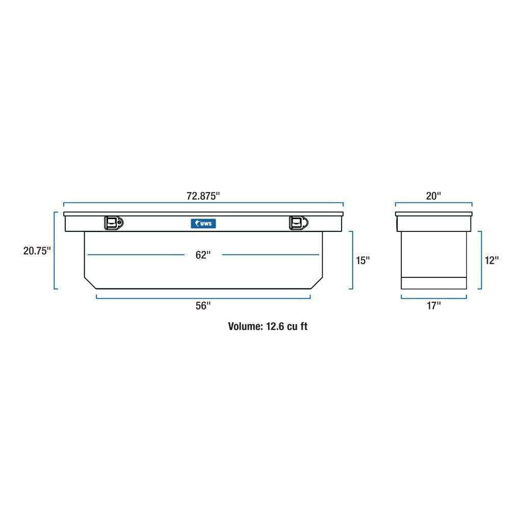 UWS 72" Deep Angled Crossover Truck Tool Box Model TBSD-72-A