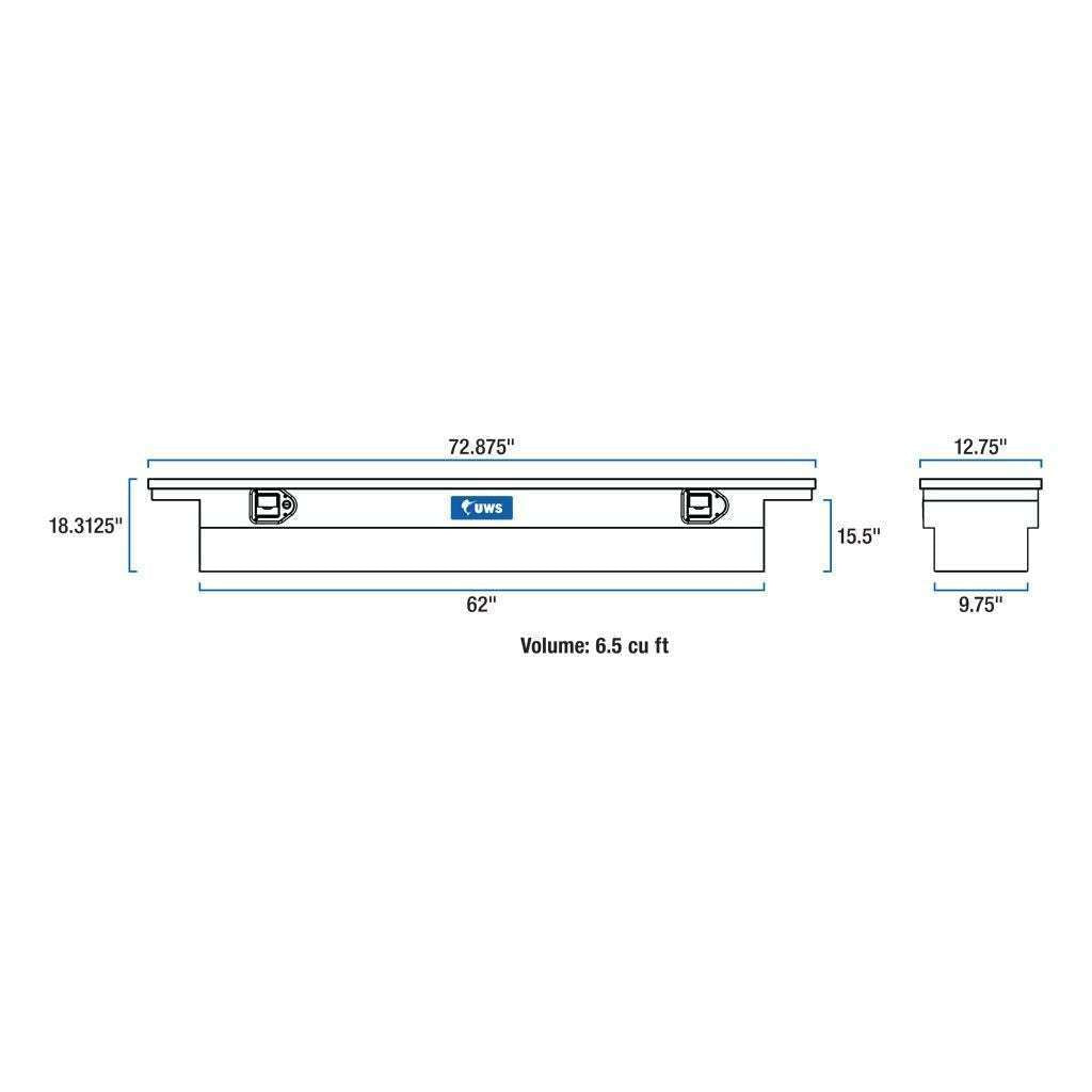 UWS 72" Deep Slim Truck Tool  Box - Low Profile Model TBSD-72-SL-LP-B