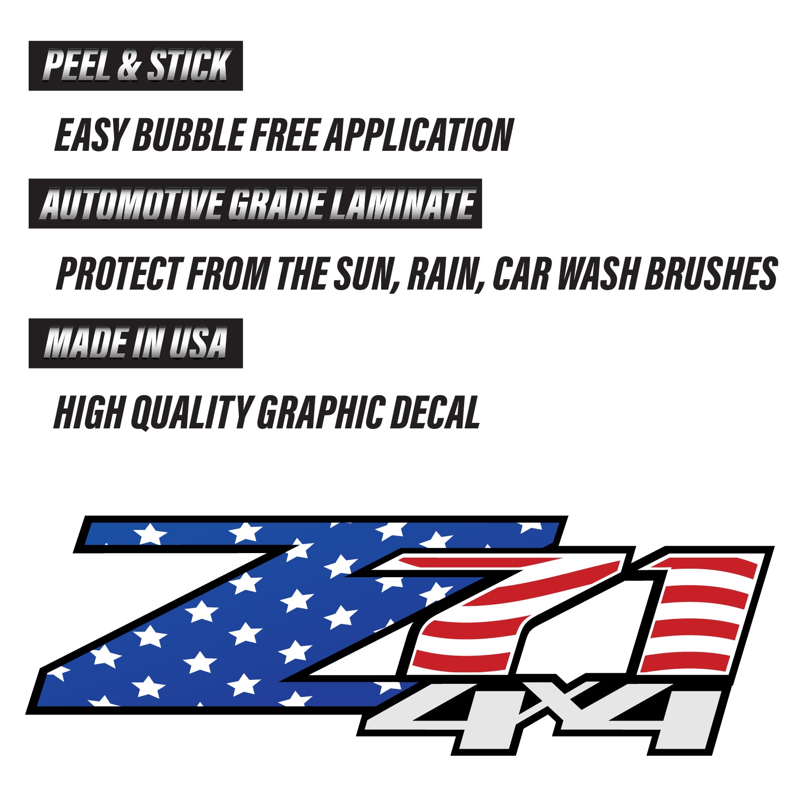 Z71 4x4 Decals USA Flag Stickers Chevy Silverado - F - 1500 2500 HD Stickers