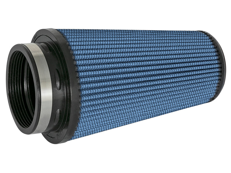 aFe Magnum FLOW Pro 5R air filter featuring a blue mesh design, designed for optimal airflow and engine performance.