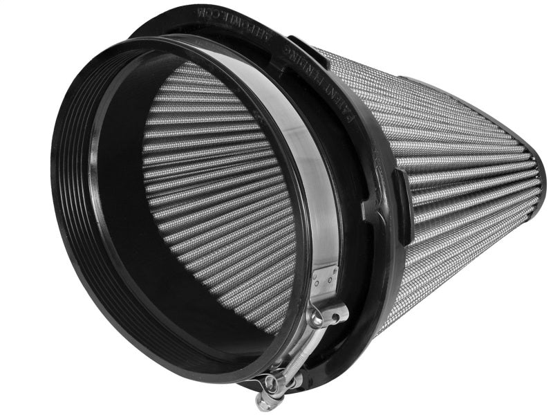 aFe MagnumFLOW Air Filter featuring a conical design with a metal mesh surface for improved airflow and filtration efficiency.