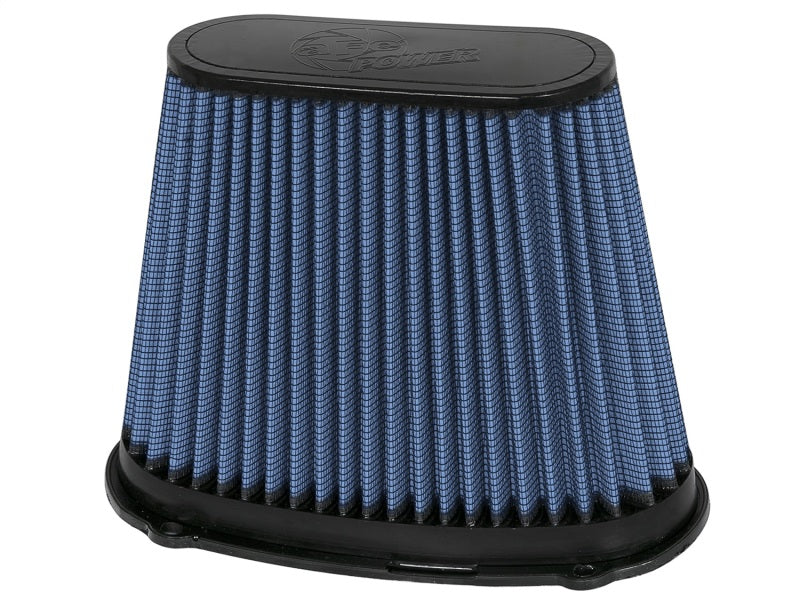 aFe MagnumFLOW Air Filter designed for GM crate motors, featuring a blue pleated design for enhanced airflow and performance.