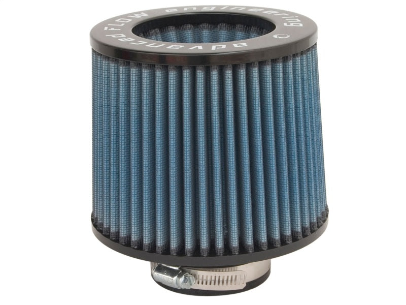 aFe MagnumFLOW air filter designed for enhanced airflow and engine performance, featuring a blue filter media and metal base.