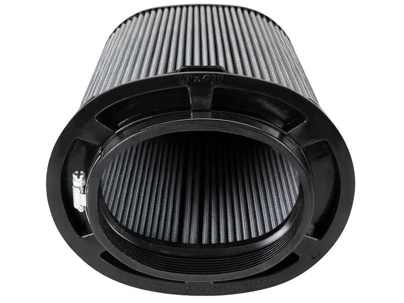 aFe MagnumFLOW PDS universal air filter with a cylindrical design, featuring a black frame and pleated filter media.