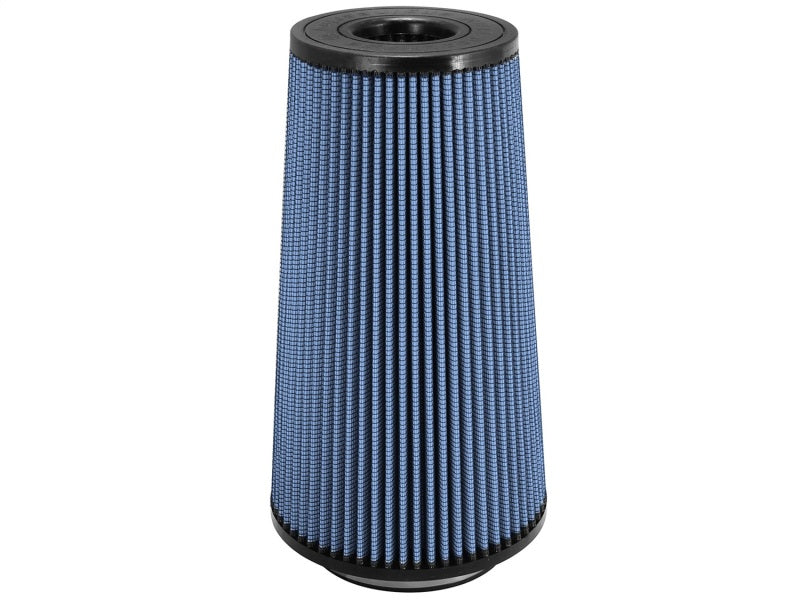 aFe MagnumFLOW Air Filter with a conical design, featuring a blue filter media and black base, ideal for enhanced airflow.