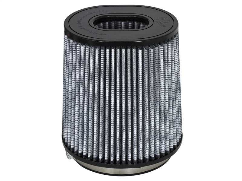 aFe MagnumFLOW air filter with a cylindrical design, featuring a pleated filter media for improved airflow and performance.