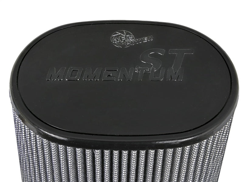 aFe Magnum FLOW Pro DRY S Universal Air Filter with a black top and mesh design, measuring 5 inches in diameter and 9 inches in height.