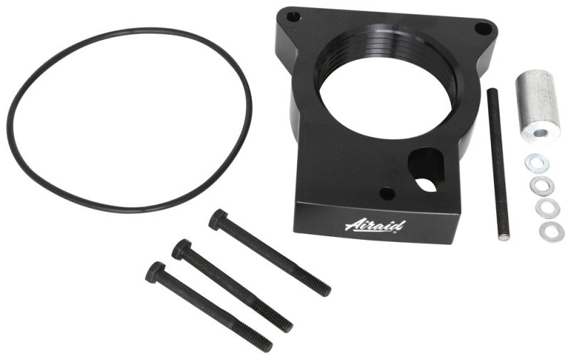 Airaid PowerAid throttle body spacer for 96-00 Chevy GMC C/K 350 Vortec, includes bolts and installation hardware.