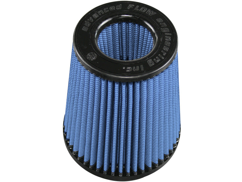 aFe MagnumFLOW Pro 5R intake air filter with a blue pleated design, measuring 4in front x 6in back x 4.5in top x 7in height.