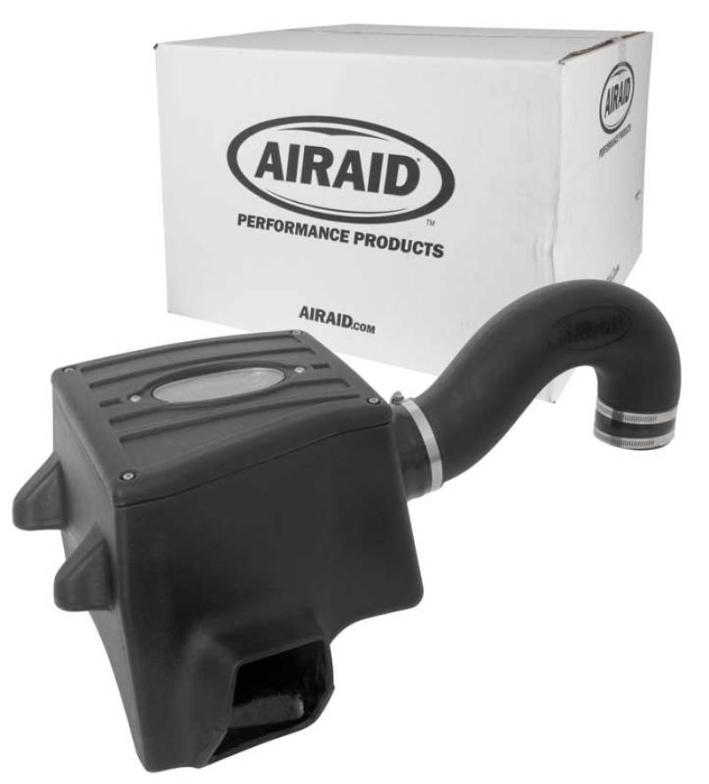 Airaid 2019 Dodge Ram 5.7L V8 intake system with oiled filter, featuring a black airbox and intake tube, next to packaging.