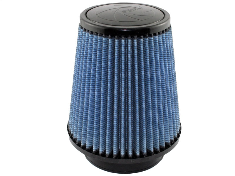 aFe MagnumFLOW Air Filter with a blue pleated design, measuring 4-1/2 inches in diameter and 7 inches in height.
