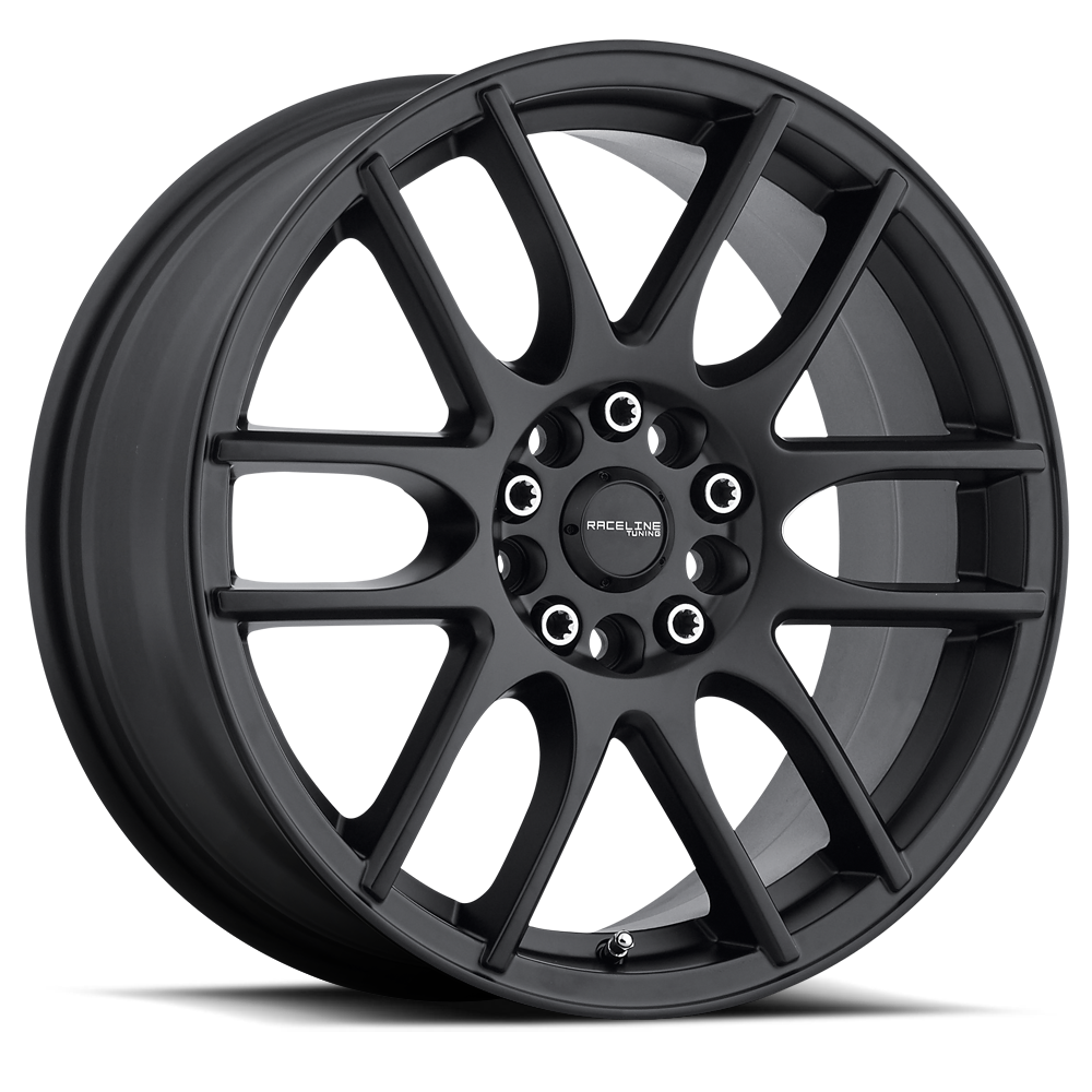 Matte black 141B Mystique wheel featuring a sleek design with multiple spokes and a central hub for trucks and SUVs.