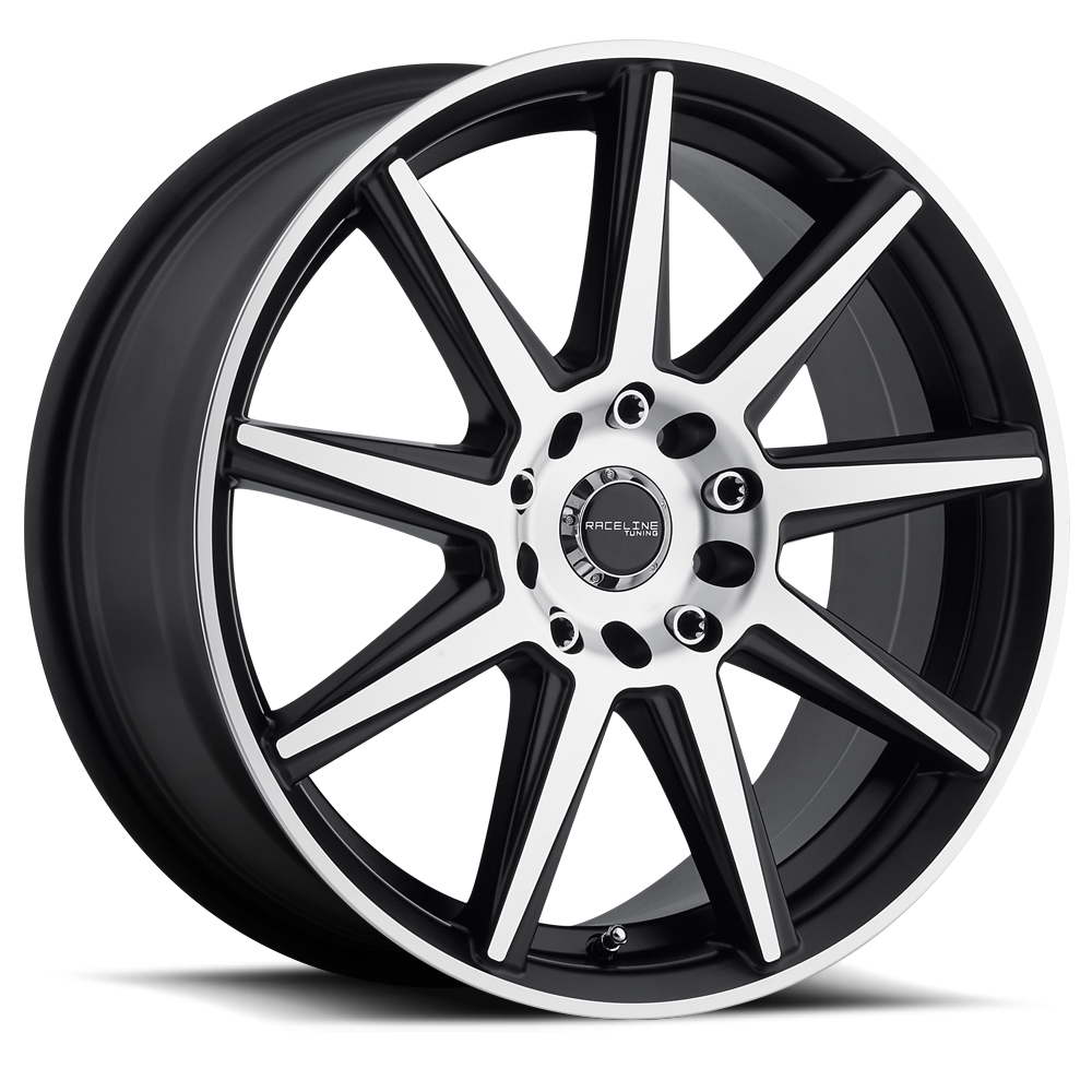 Sleek 144M Storm wheel featuring a black finish with polished accents and a modern multi-spoke design for trucks and SUVs.