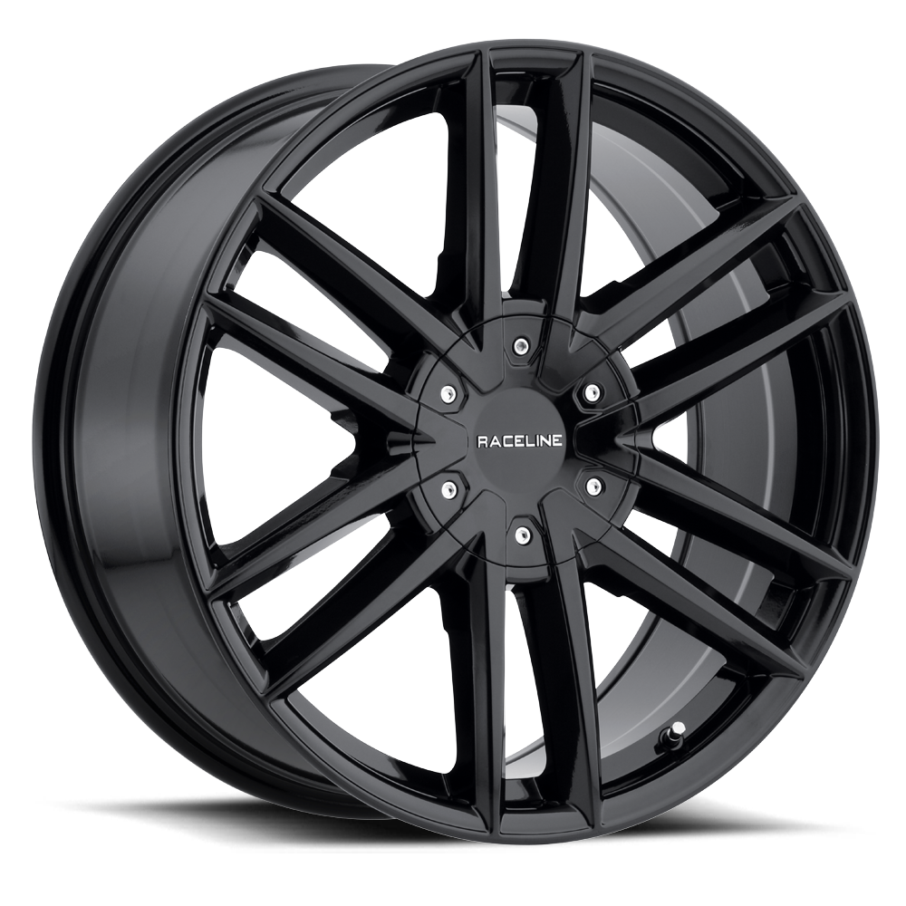 Black Raceline 158B Impulse wheel featuring a sleek, multi-spoke design, ideal for enhancing truck and SUV aesthetics.