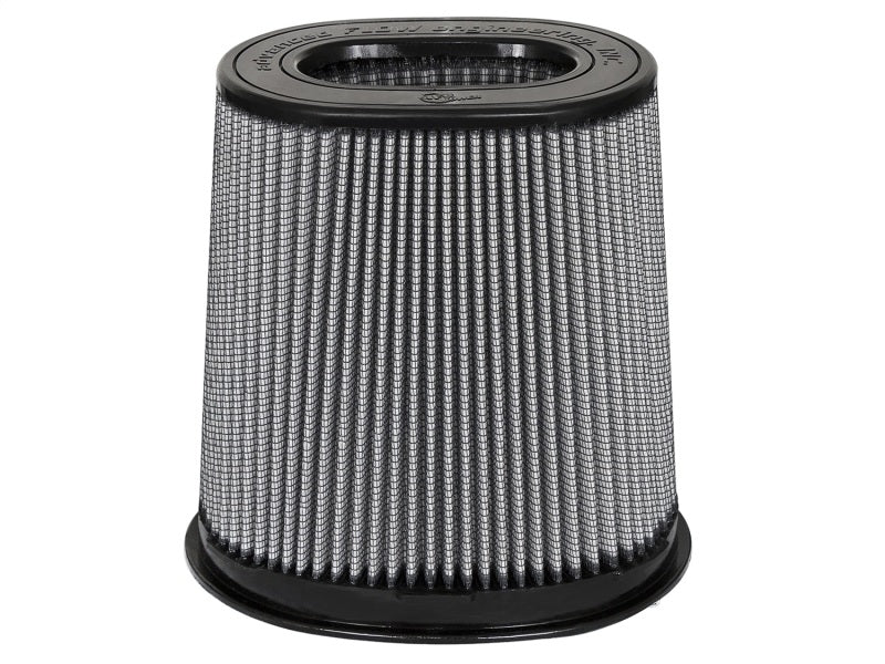 aFe MagnumFLOW Pro DRY S OE replacement air filter with dual design, featuring a cylindrical shape and pleated construction.