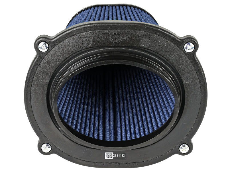 aFe Quantum Pro-5 R air filter with inverted top, featuring a 5.5-inch flange and 9-inch height, designed for optimal airflow.