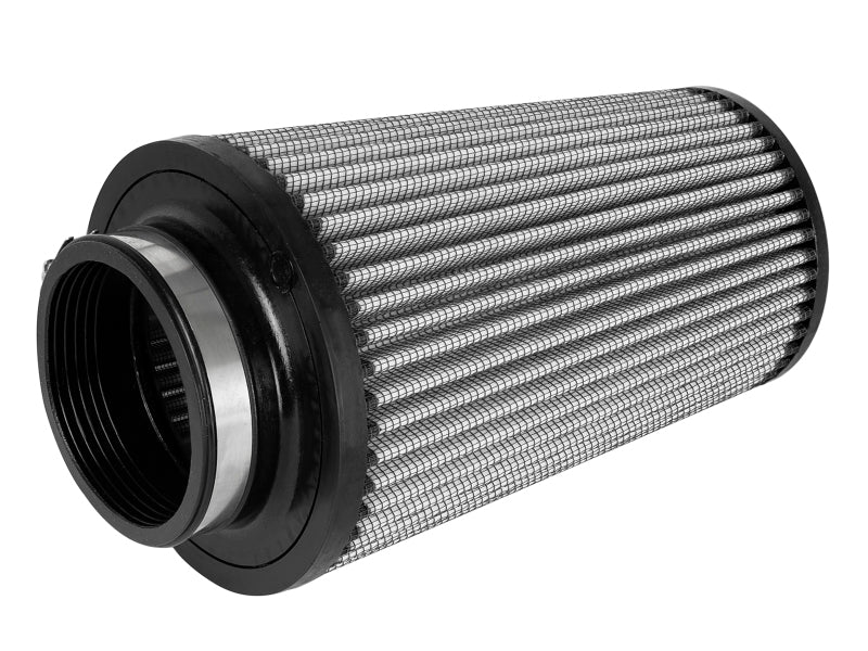 aFe MagnumFLOW Pro DRY S Universal Air Filter featuring a durable design with a 3.5-inch front, 6-inch back, and 9-inch height.