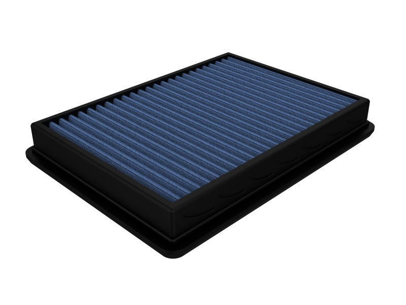 aFe MagnumFLOW Air Filter for GM V6/V8 cars from 1991 to 2009, featuring a blue filter media for enhanced airflow.