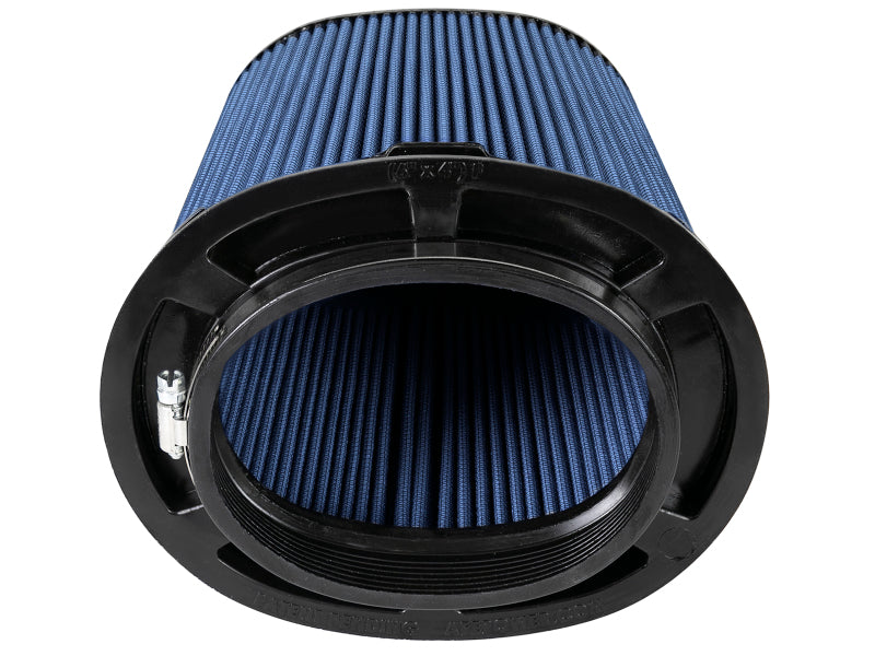 aFe MagnumFLOW Pro 5R universal air filter with a blue filter media, designed for improved airflow and engine performance.
