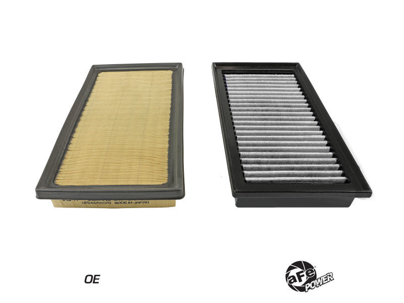 aFe Magnum FLOW Pro Dry S Air Filter for 2017-2020 Subaru BRZ 2.0L, showcasing a high-performance design for improved airflow.