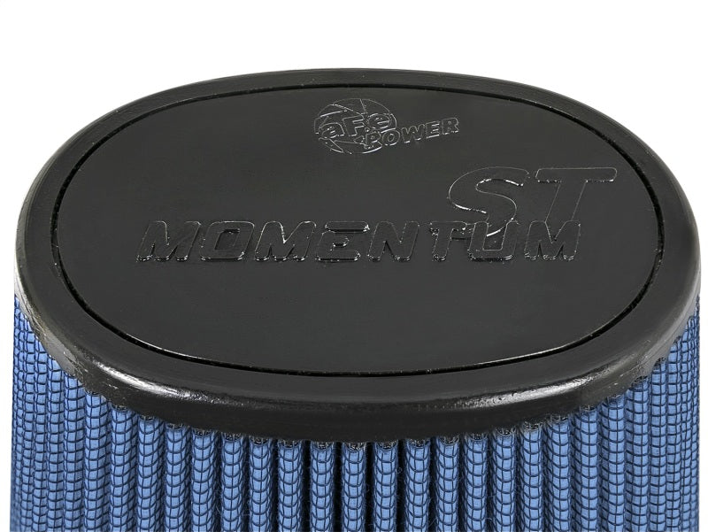 aFe Magnum FLOW Pro 5R clamp-on air filter with a blue mesh design and black top, measuring 7.5 inches in height.