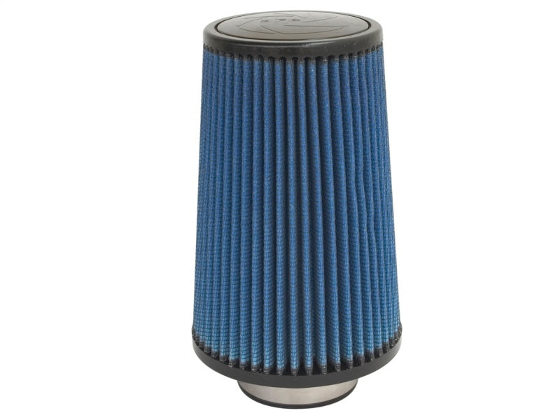 aFe MagnumFLOW Air Filter with a blue pleated design, measuring 3 inches wide and 9 inches tall, for enhanced airflow.