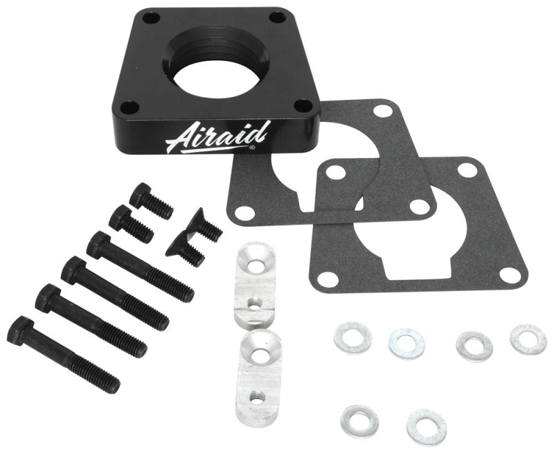 Airaid PowerAid throttle body spacer for 94-98 Ford Mustang 3.8L V6 with installation hardware included.