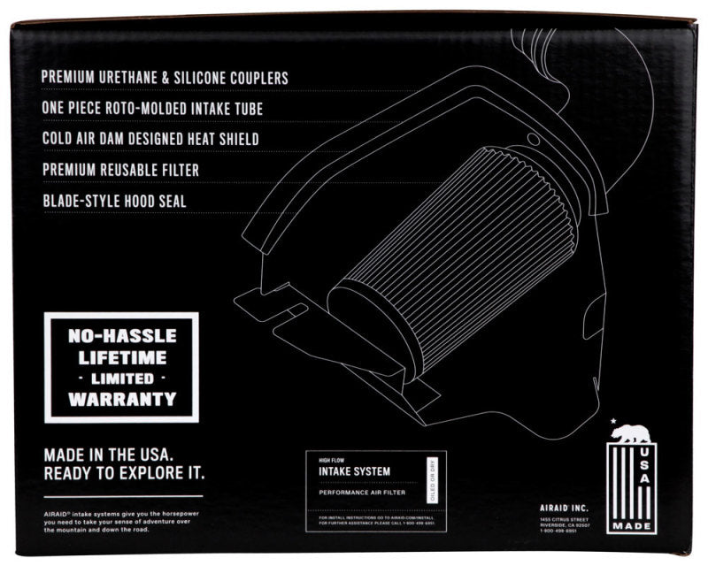 Airaid intake system for 05-11 Dodge Dakota and 06-09 Mitsu Raider featuring oiled red media and reusable filter.