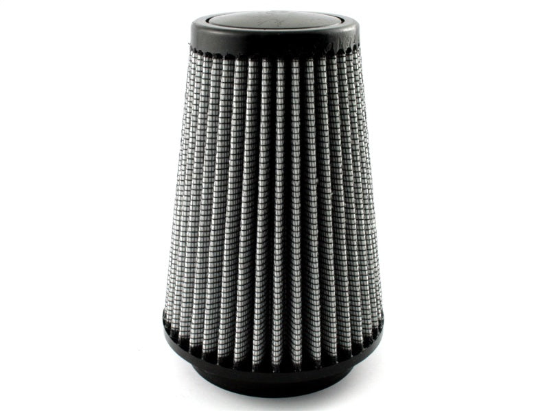 aFe MagnumFLOW air filter with a conical design, featuring a gray pleated filter media for enhanced airflow and performance.