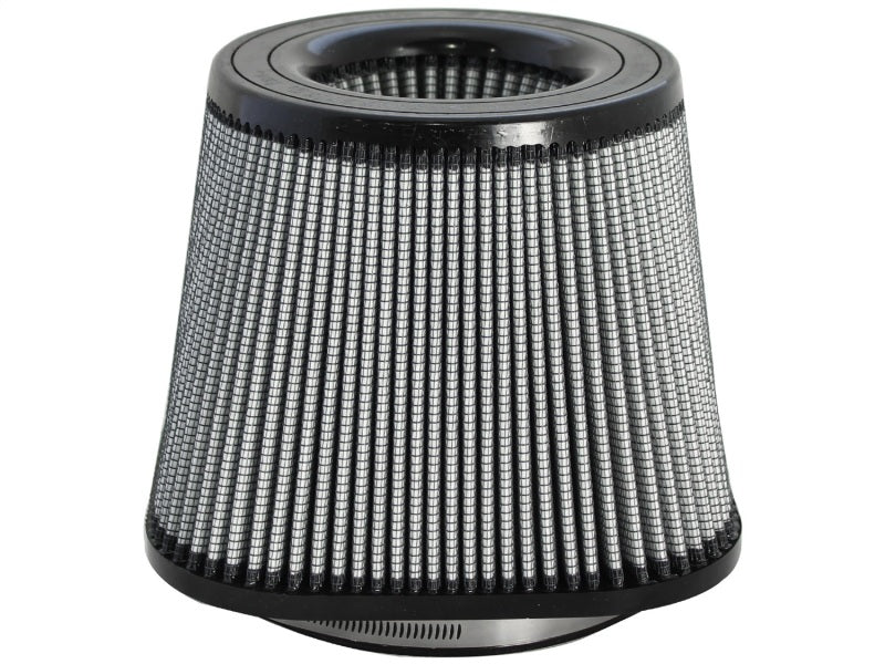 aFe MagnumFLOW Pro DRY S Universal Air Filter with a conical design, featuring a durable mesh exterior and optimal airflow dimensions.