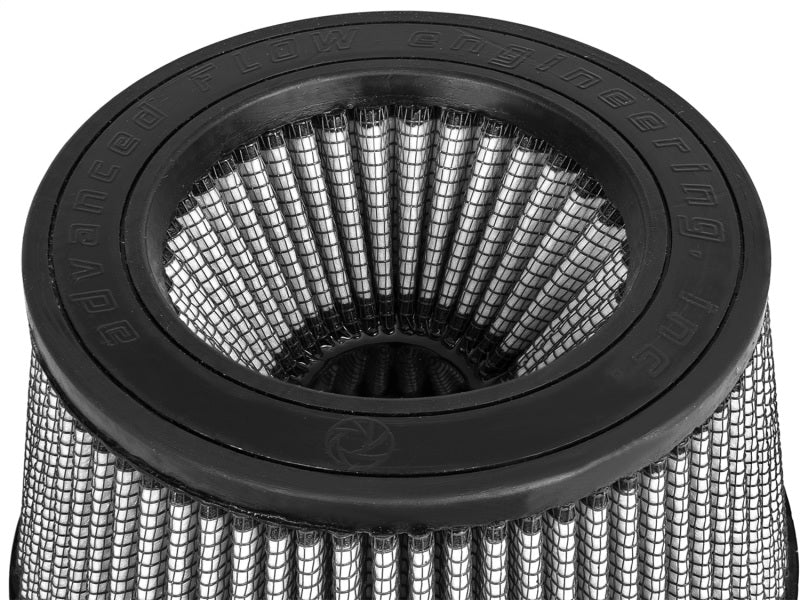 aFe Magnum FLOW Pro DRY S Universal Air Filter featuring a durable design with a mesh exterior and a rubber base for optimal airflow.
