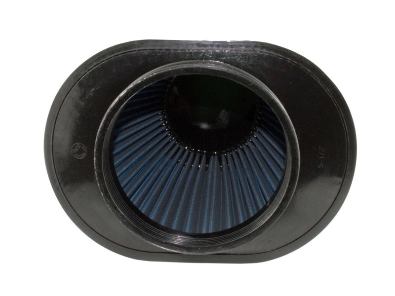 aFe MagnumFLOW Air Filter featuring a conical design with a blue filter element, optimized for enhanced airflow and performance.